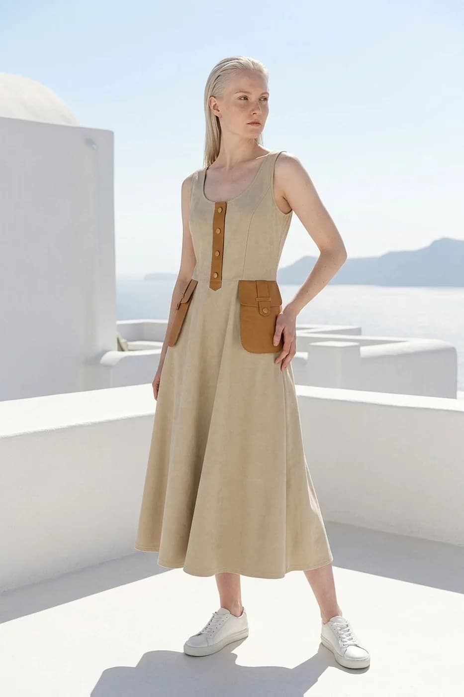 The same dress rendered on a studio model
